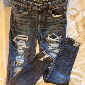 Dark wash ripped AEO jeans